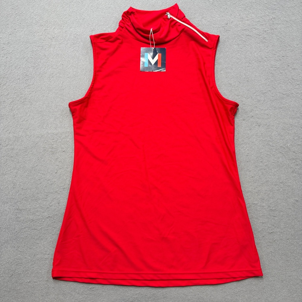 NEW Movetes Maisy Top Women's XS Red Mockneck Sleeeveless Activewear Tennis Golf